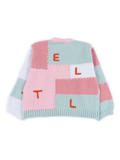 Stella Mccartney Kids Colorblock Logo Intarsia Sweater In Multi