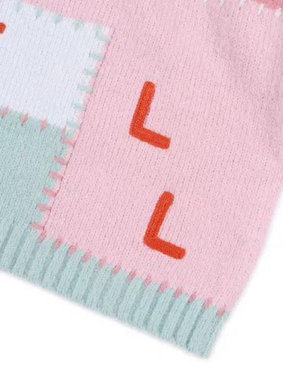 Stella Mccartney Kids Colorblock Logo Intarsia Sweater In Multi