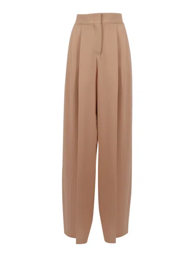 Alberta Ferretti High-waisted Tailored Pants With Straight Silhouette In Brown