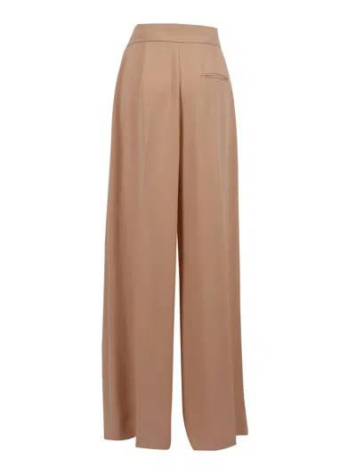 Alberta Ferretti High-waisted Tailored Pants With Straight Silhouette In Brown