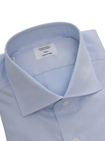Mazzarelli Camicie Camicia 穿 Celeste Bianco 修身版型 In Blue