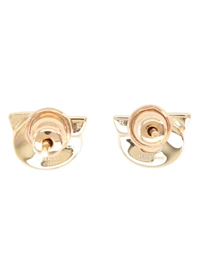 Ferragamo Elegant Brass Hoop Earrings For Women In Gold