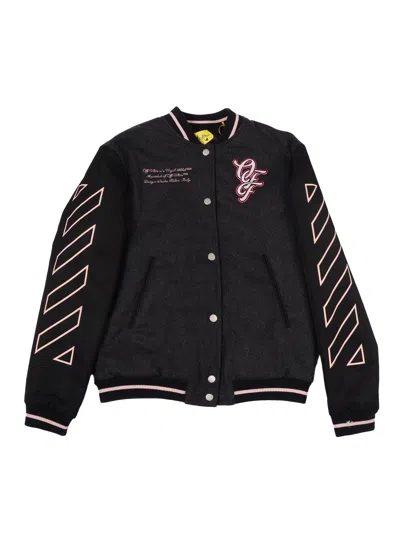 Off-white Off White Ow Patch Varsity Dark Grey Fuchsia In Black