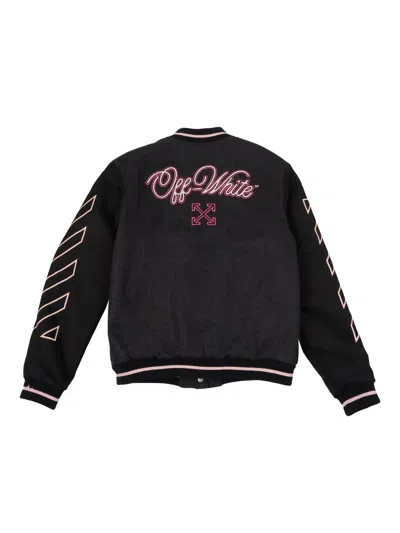 Off-white Off White Ow Patch Varsity Dark Grey Fuchsia In Black