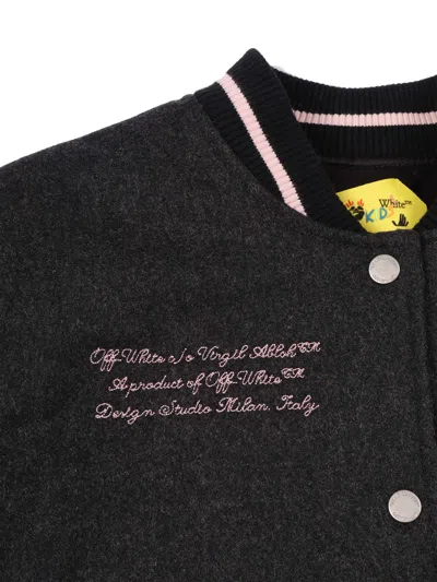 Off-white Off White Ow Patch Varsity Dark Grey Fuchsia In Black