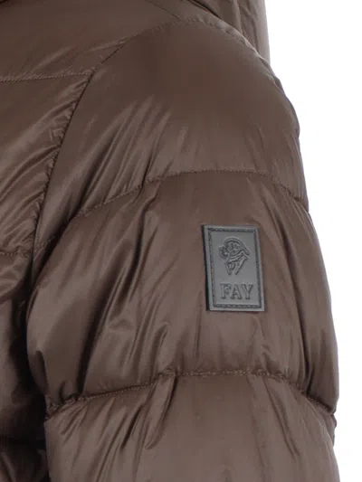 Fay Db Front Piuma Cappuccio In Brown