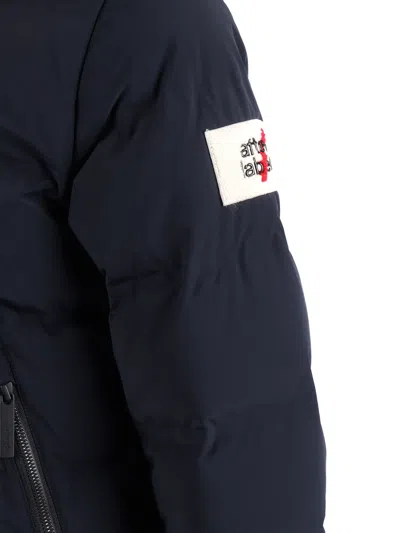 After Label Quilted Blue Padded Jacket With Hood And Structured Silhouette In Blue