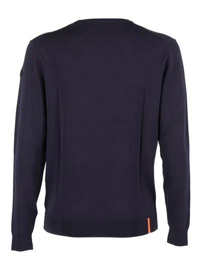 Rrd Round Knit Sweater With Contrasting Hem Detail In Blue