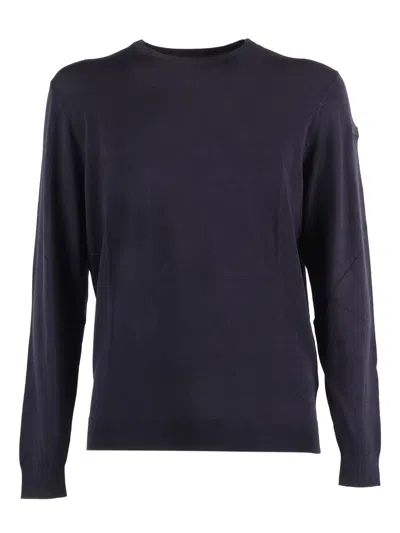 Rrd Round Knit Sweater With Contrasting Hem Detail In Blu