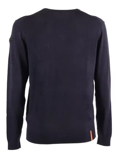 Rrd Round Knit Sweater With Contrasting Hem Detail In Blu