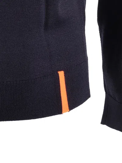 Rrd Round Knit Sweater With Contrasting Hem Detail In Blu