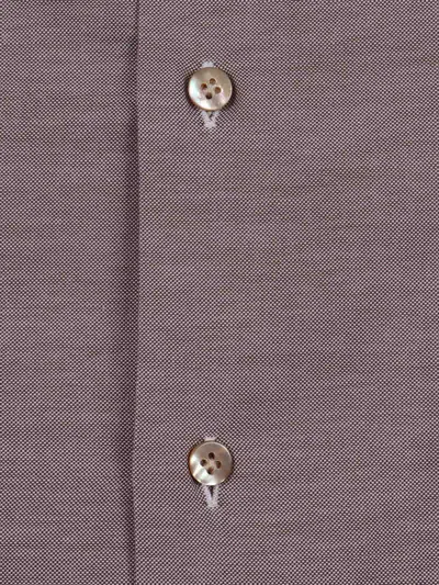Mazzarelli Camicie Camicia 牛津 Marrone 修身版型 In Red