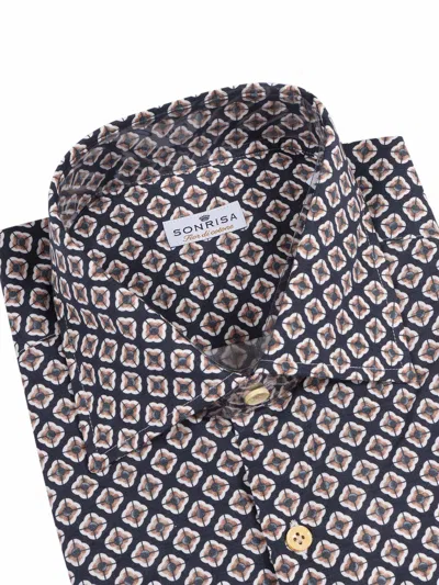 Sonrisa Button-down Classic White Shirt In Blue