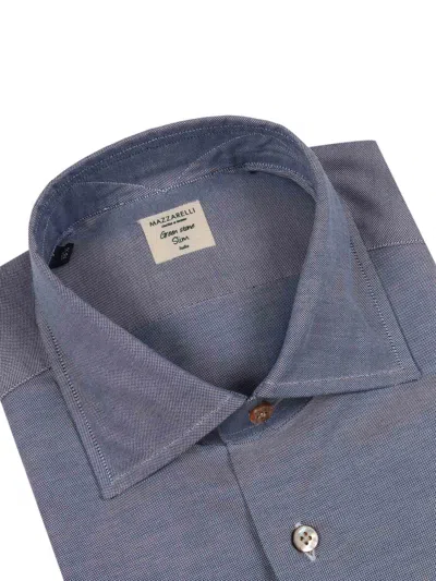 Mazzarelli Camicie Camicia In Cotone 牛津蓝色修身版型 In Blu