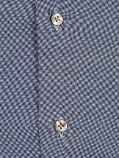 Mazzarelli Camicie Camicia In Cotone 牛津蓝色修身版型 In Blu