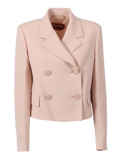 Max Mara Studio Double-breasted Long-sleeved Jacket In Pink