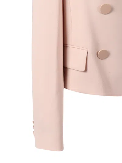 Max Mara Studio Double-breasted Long-sleeved Jacket In Pink
