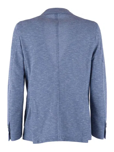 Breras Textured Blue Notch Blazer In Blue