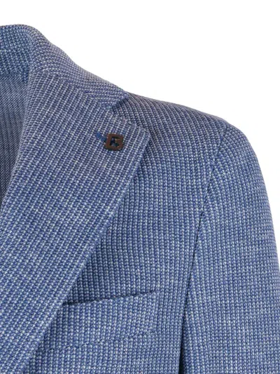 Breras Textured Blue Notch Blazer In Blue