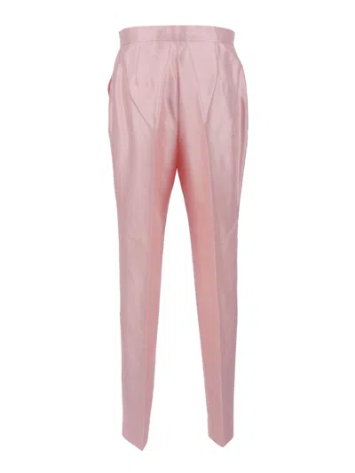 Max Mara Studio Pantalone Lungo Mseorata In Pink