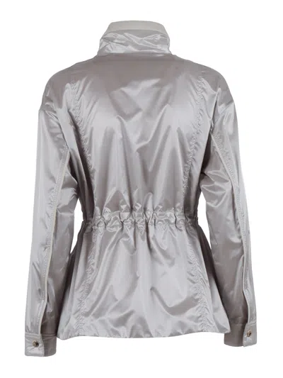 Moorer Eolia Hc Shiny Drawstring Jacket In Gray