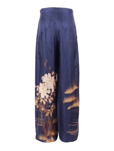 Max Mara Studio Pantalone Lungo Msemappa In Blu