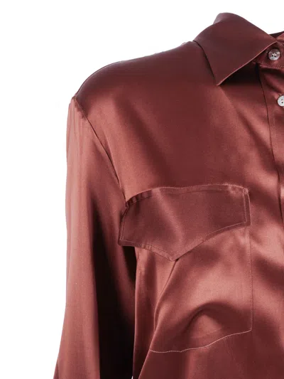 Mazzarelli Camicie Camicia In Seta Mod。米凯拉 In Red