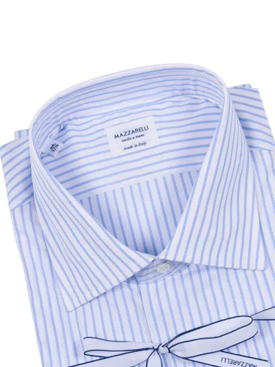 Mazzarelli Camicie Camicia In Cotone A Righe Celeste E Bianco 修身版型 In Blue