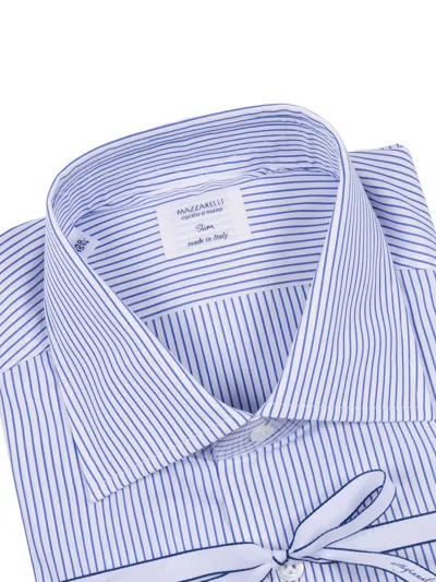 Mazzarelli Camicie Camicia In Cotone A Righe Blu E Bianca 修身版型 In Blu