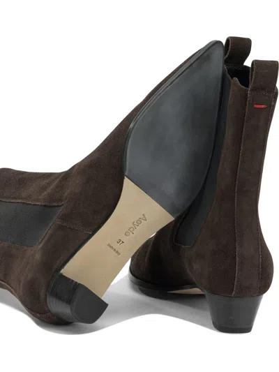 Aeyde Kiki Brown Suede Leather Leather Rubber Boots In Brown