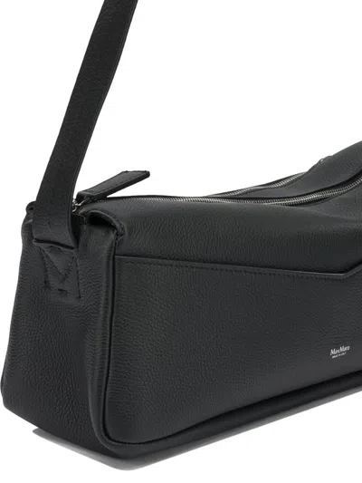 Max Mara Medium Leather Shoulder Bag In Black