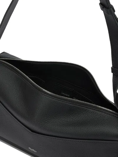 Max Mara Medium Leather Shoulder Bag In Black