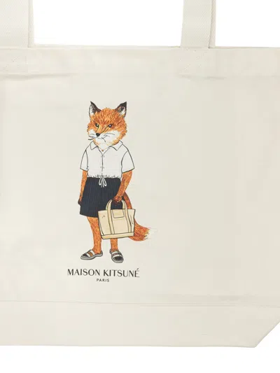 Maison Kitsuné “dressed Fox”大号单肩包 In Neutral