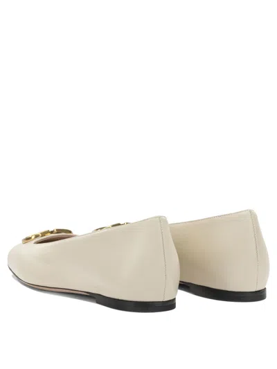 Valentino Garavani Vlogo White Lamb Leather Goat Leather Classic Ballet Flats In White