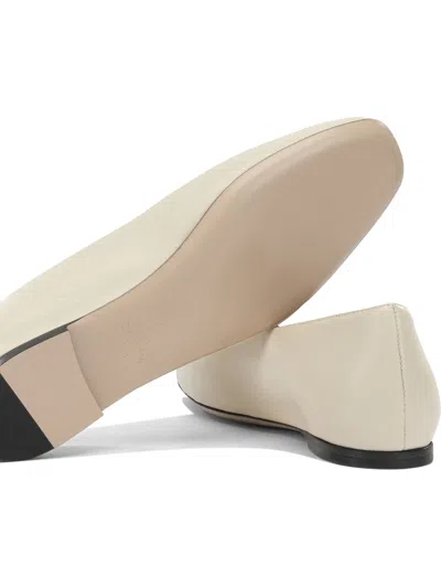 Valentino Garavani Vlogo White Lamb Leather Goat Leather Classic Ballet Flats In White