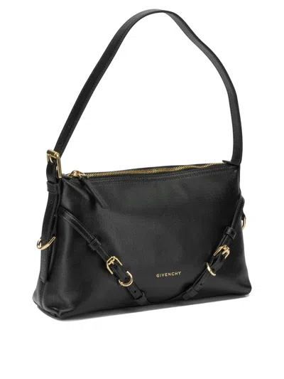 Givenchy Voyou Medium Leather Shoulder Bag In Black