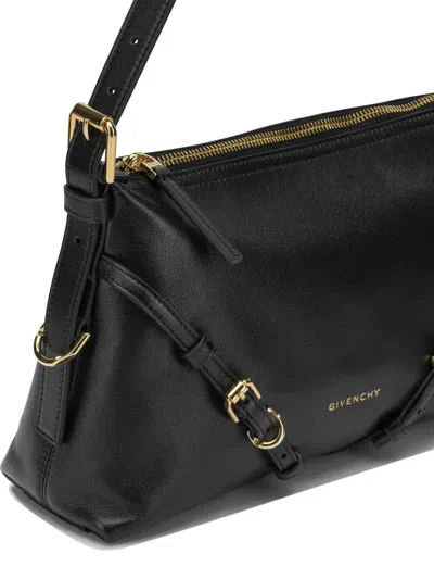 Givenchy Voyou Medium Leather Shoulder Bag In Black