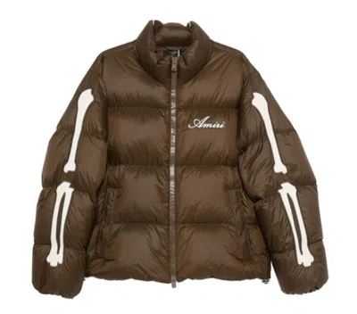 Amiri Bones Short Puffer Jacket In Brown
