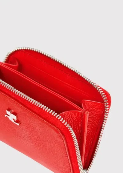 Courrèges 钱包 Naplack 拉链紧凑型 In Red