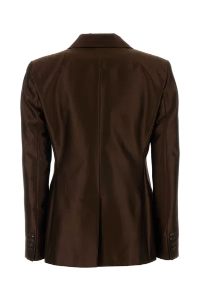 Mm Studio Chocolate Taffeta Peccati Blazer In Brown