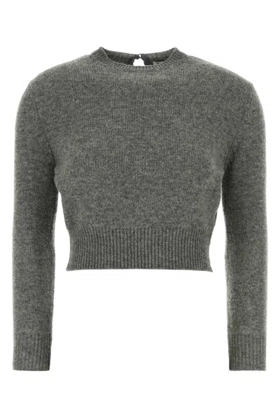 Jil Sander -inspired Wool Blend Knit Sweater For Women In Gray