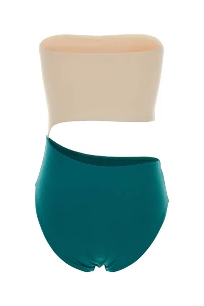 Eres Two Tone Stretch Nylon Double Swimsuit In Green