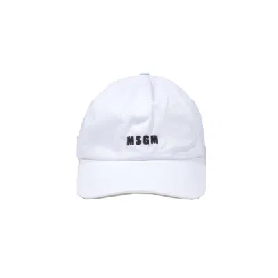 Msgm Logo Embroidered Baseball Cap In White