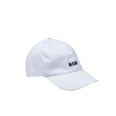 Msgm Logo Embroidered Baseball Cap In White