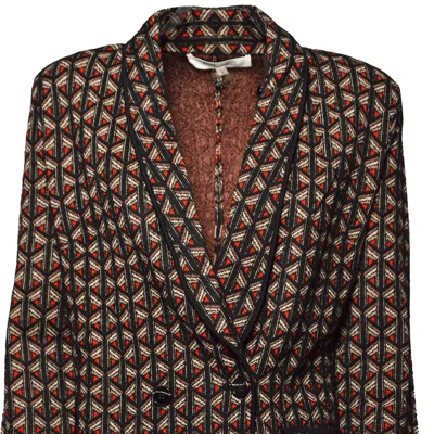 Diane Von Furstenberg Tailored Single-breasted Jacket With Geometric Pattern In Brown