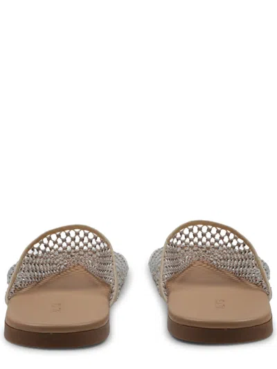 Alysi Mesh Rhinestone Polyester Slip On Mules In Brown
