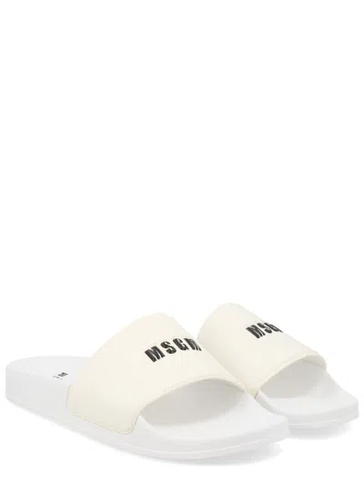 Msgm Slide Con Logo In White