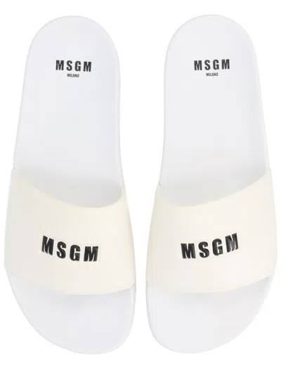 Msgm Slide Con Logo In White