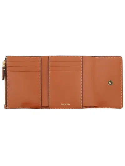 Burberry Small Check Folding Wallet In Brown