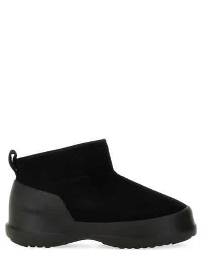 Moon Boot Mezzaluna Suede Ankle Boots Pull Tab In Black